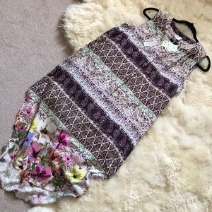 Cupio Colorful Multi-pattern Semi High Low Dress